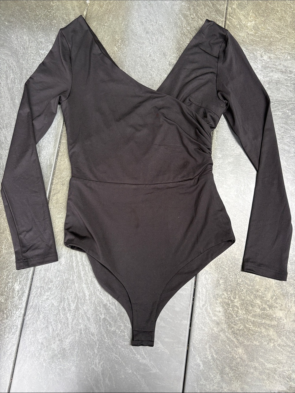Princess Polly Black Long-Sleeve V-Neck Bodysuit